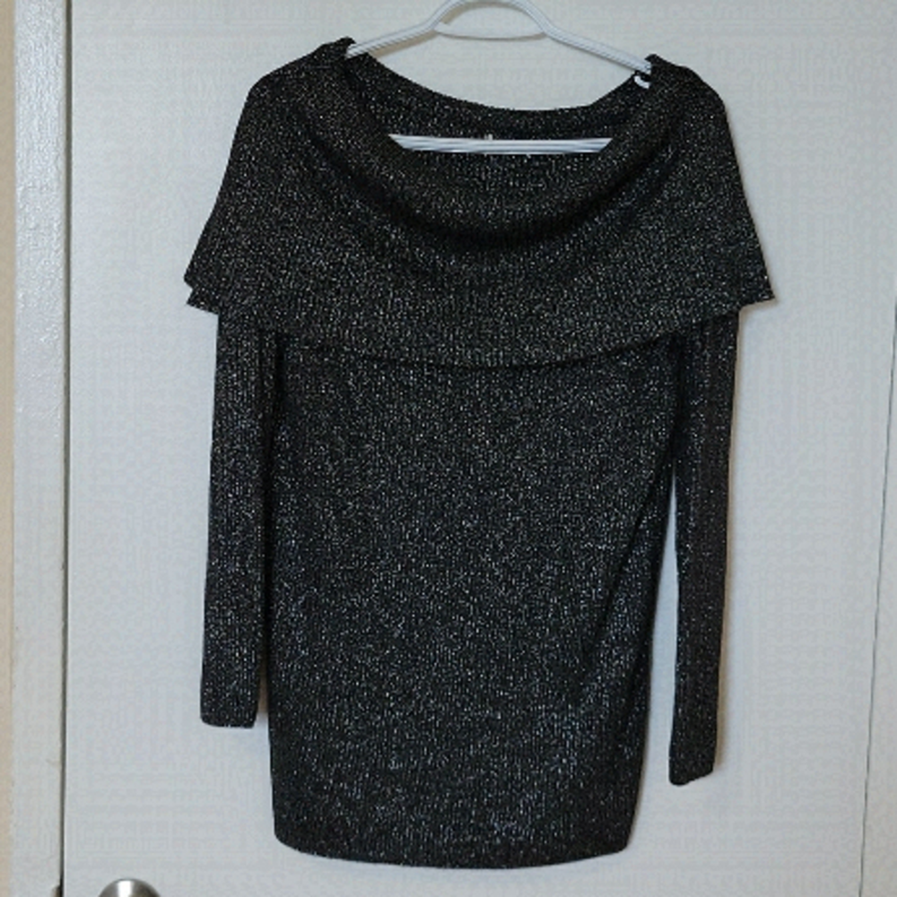 GLITTERY Black Knitted Tunic L